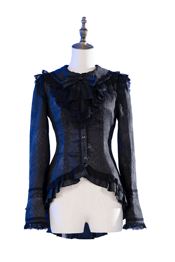 Spider Web Gothic Lace Ribbon Shirt