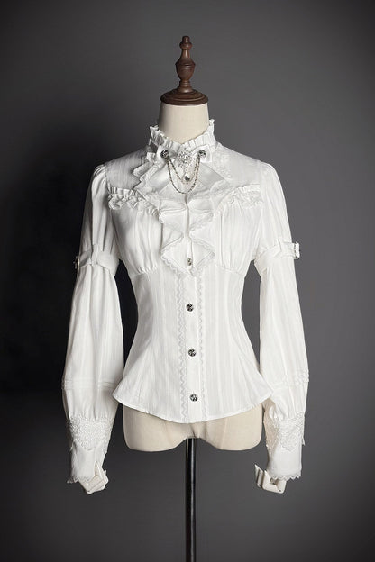 【2月23日予約締切】ドーンブレイカーゴシックフリルスタンドカラージャカードリボンシャツ