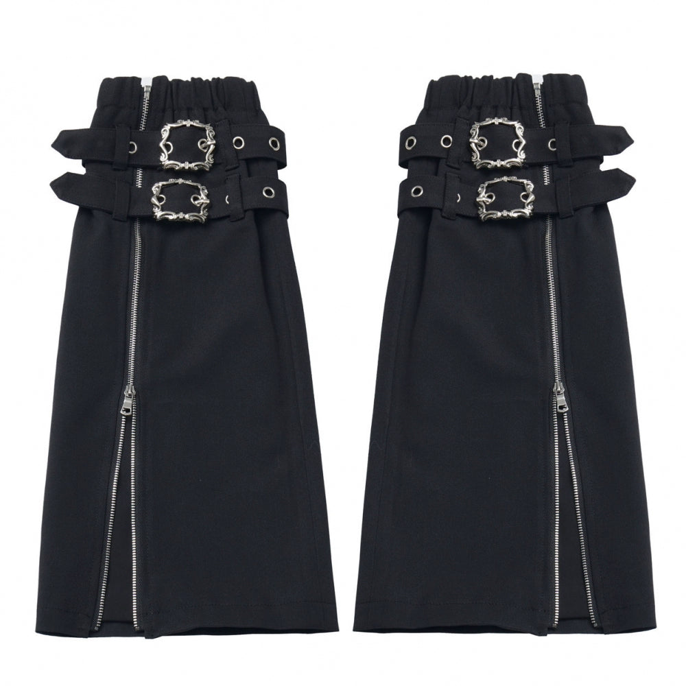 ホルターネックベスト+ルーズトップス+チェックスカート+レッグウォーマー