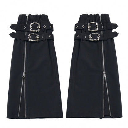 ホルターネックベスト+ルーズトップス+チェックスカート+レッグウォーマー