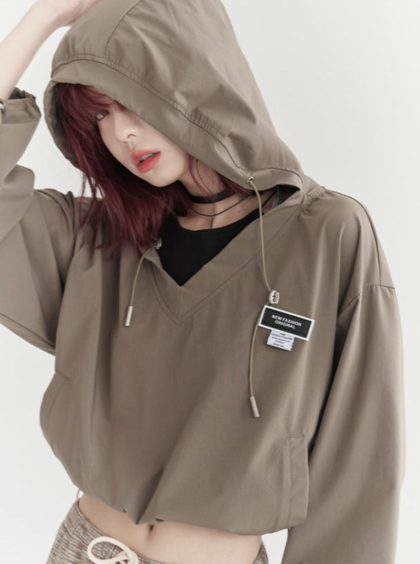 two-piece short hooded top