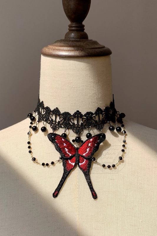 [Pre-order Deadline: October 5] Red/Blue Elegant Gothic Series Accessories (Choker/Butterfly Brooch Set/Headband Kc/Shawl/Waist Chain/Back Ribbon Train/Floral Lace Gloves)