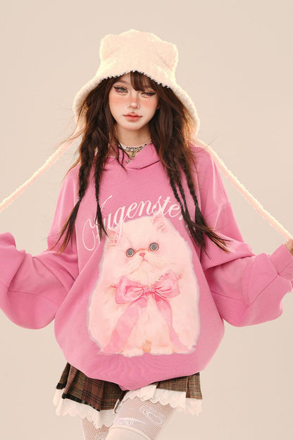 Cat Doll Loose Hoodie Oversized Sweatshirt