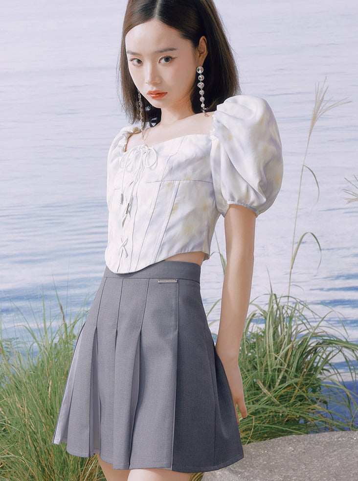 candy gray pleated skirt