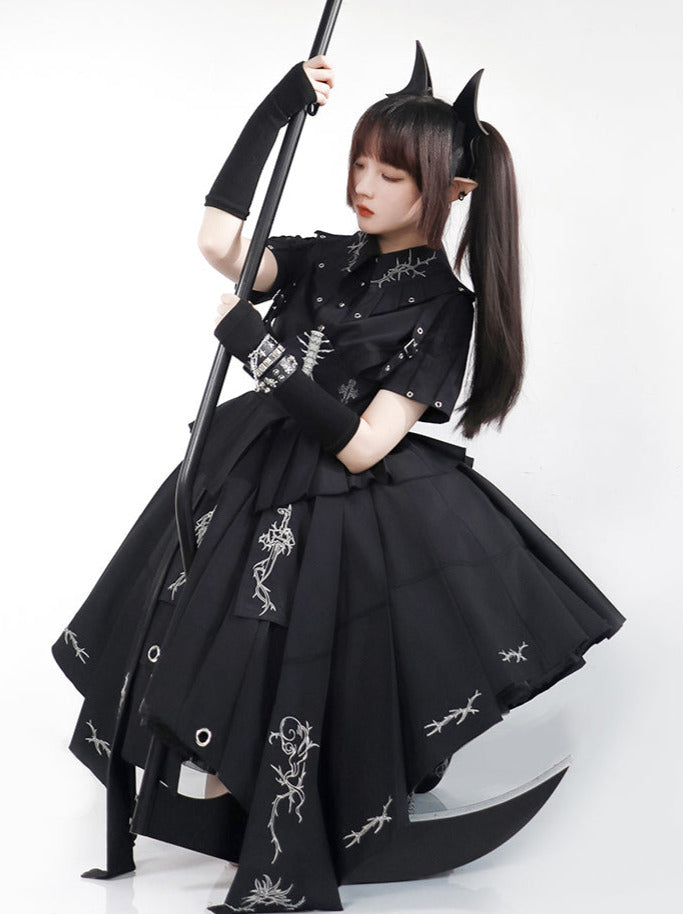 Misty Thorns Elegant Dark Lolita Black Dress