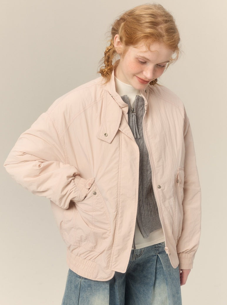 Pastel Short Stand Collar Cotton Jacket