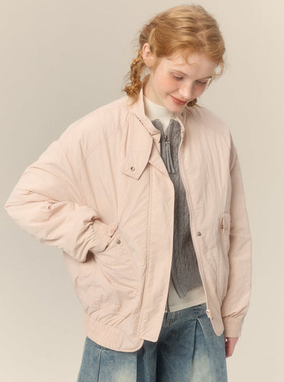 Pastel Short Stand Collar Cotton Jacket