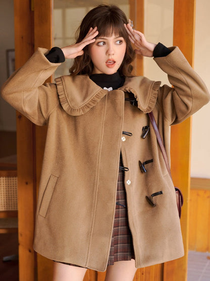 Manteau de laine girly à col volant