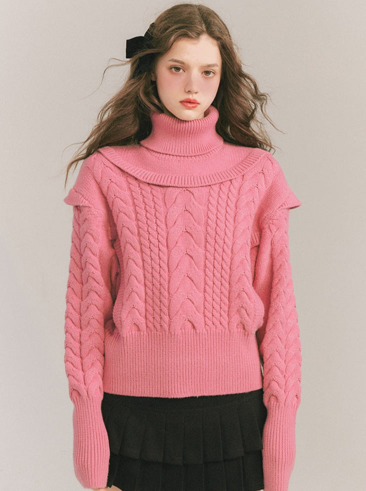 French High Neck Knit Sweater