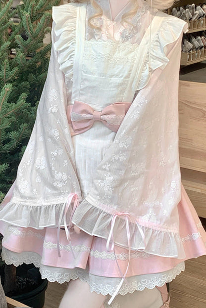 Cherry Maid Girly Top + Flared Skirt + Apron