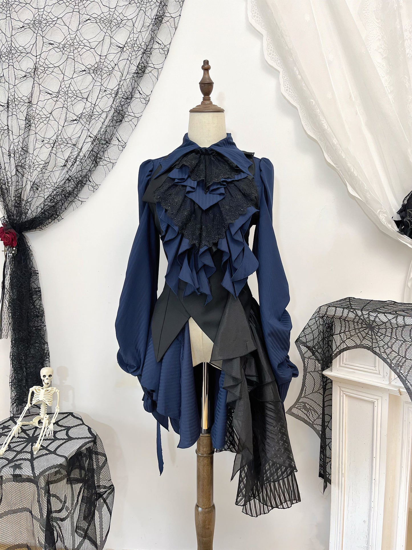 【12月29日予約締切】ダークゴシックコウモリカラーエレガントロングテールシャツ