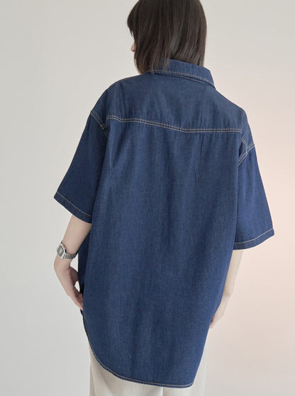 Chemise ample avec logo en denim