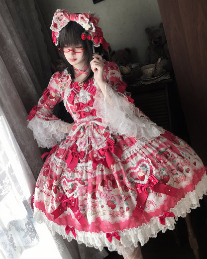 【2月27日予約締切】ストロベリーアンティークドールドレス＋フルセット＋ボンネット＋カチューシャ
