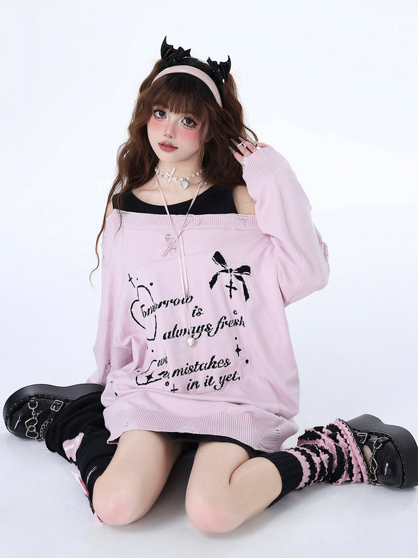 Girly Lazy Faux Two-Piece Off-Shoulder Sweet Cool Top