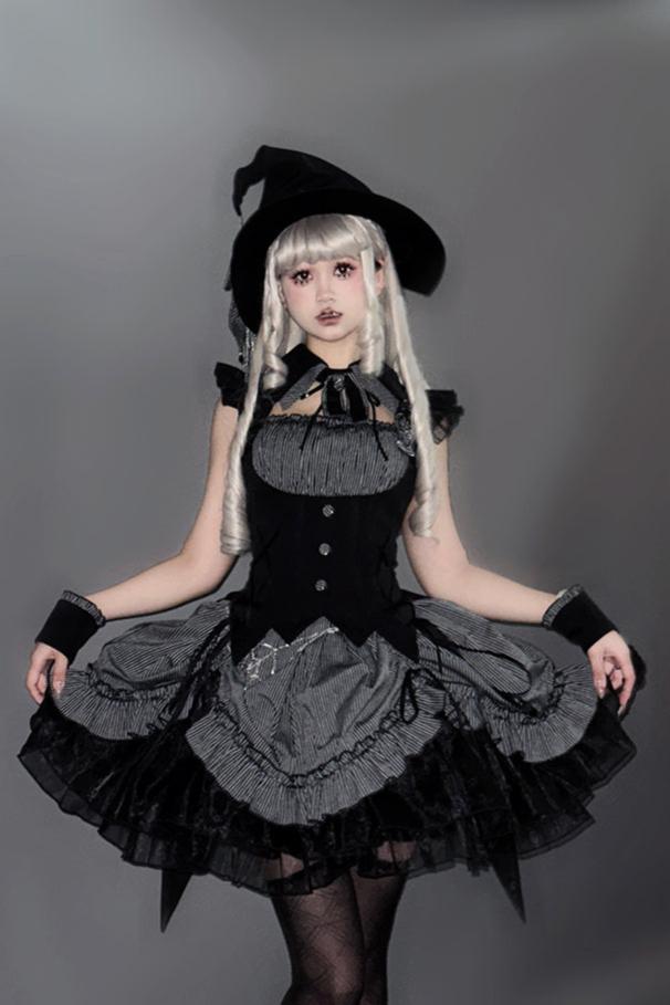 [Vorbestellschluss 8. Mai] Schmales ärmelloses Halloween-Gothic-Kleid im Zaubertrank-Stil