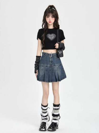 American Love Print Short T-Shirt + Sleeve