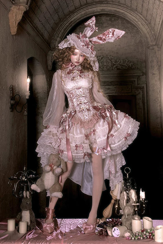 【4月8日予約締切】スウィートロリータバニーレースコルセットトップ＋姫袖シャツ＋スカート＋バルーンパンツ