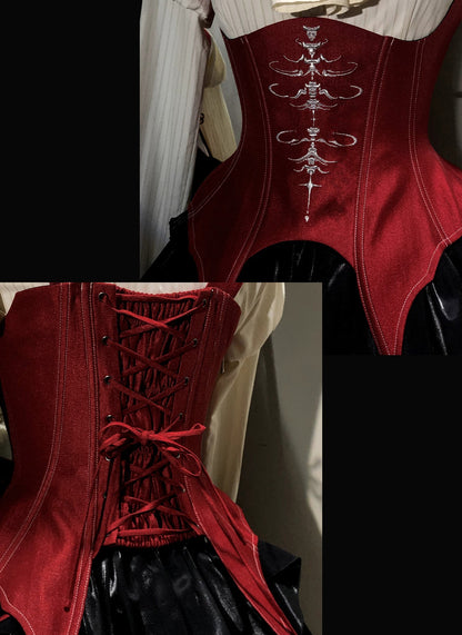 【12月3日予約締切】inverted spell contract ダークゴシックウィッチレッドドレスフルセット＋シャツ＋ベスト＋スカート