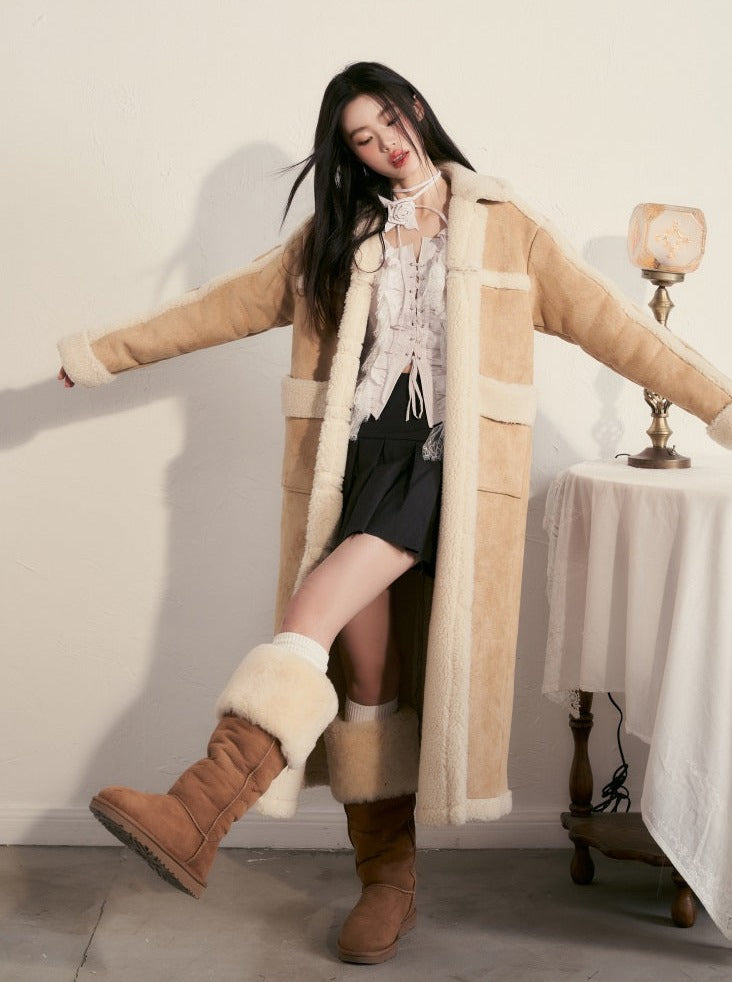 Snow Mouton Fur Long Coat