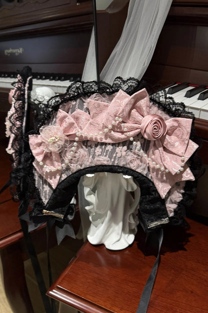 ローズフリルプリンセスジャンパースカート+バッグリボン+ボンネット