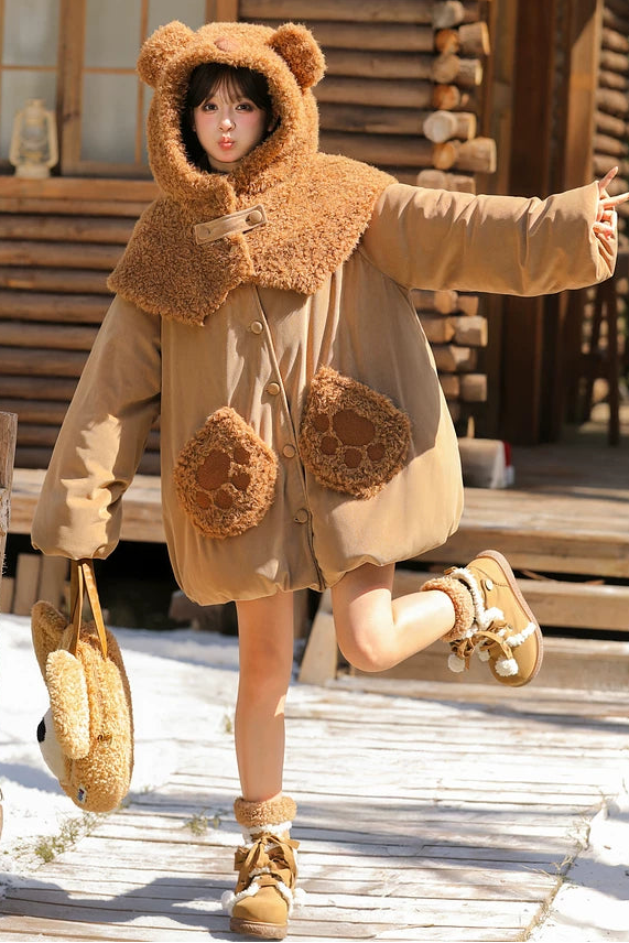 キュートベアボリュームファーコート
