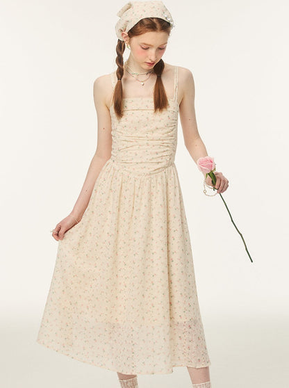 French Fairy Air Romantic Flower Long Cami Dress