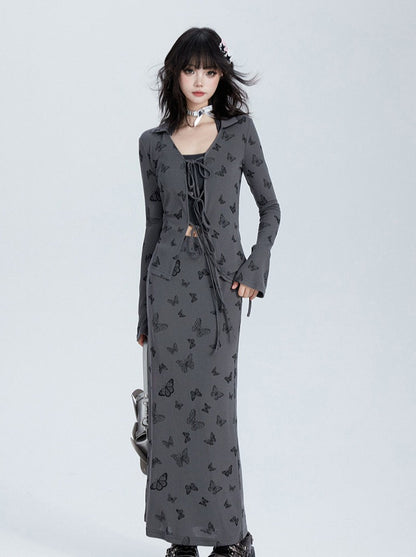 Dark Butterfly Cardigan + Skirt