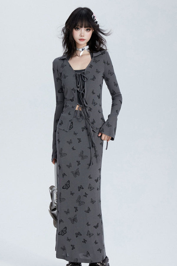 Wi -Took Hott Girl Cardigan + Skirt