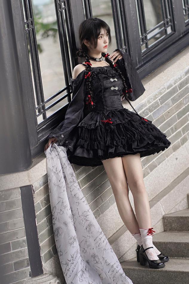 Sweet Suspender Dress + Chinese Set + Necklace + Inner + Sleeve