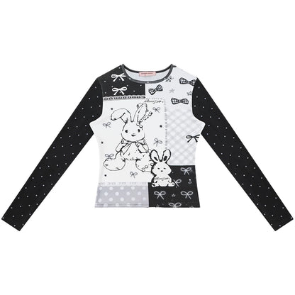 Rabbit Print Contrast Blouse
