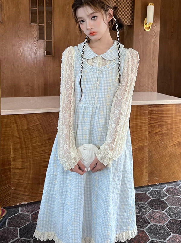 Retro Pop Flower Faux Two Piece Dress