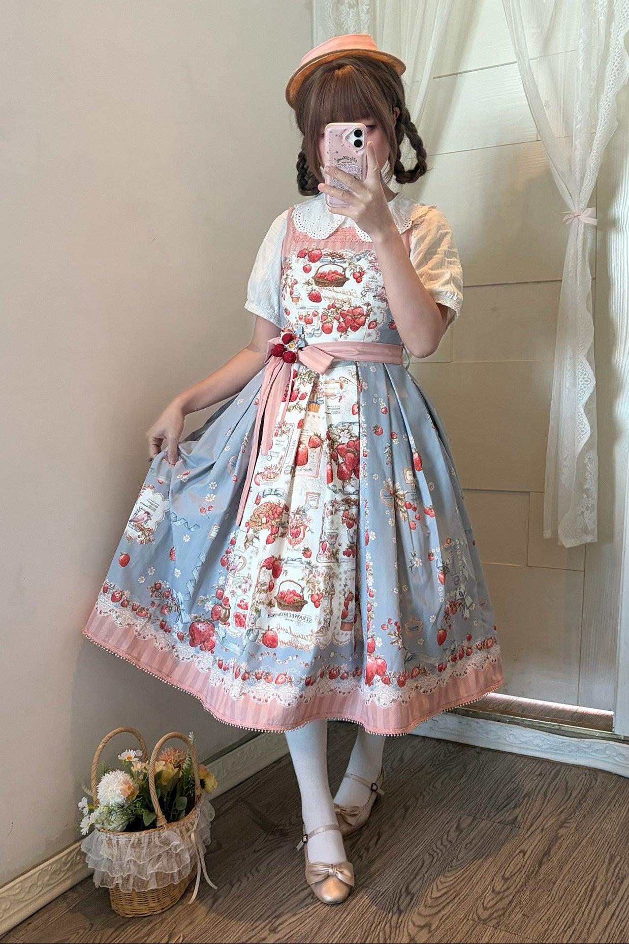 【4月18日预售截止】甜美洛丽塔草莓茶会蕾丝蓝色连衣裙（短款・长款）