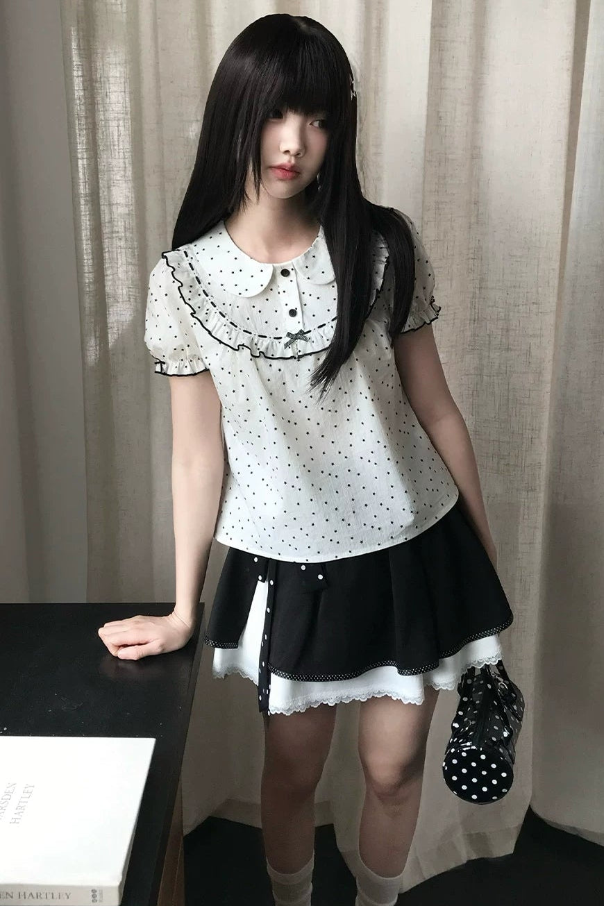 ポルカドットドールトップス+スカート