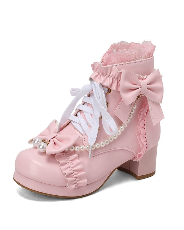 Pearl Ribbon Sweet Lolita Boot