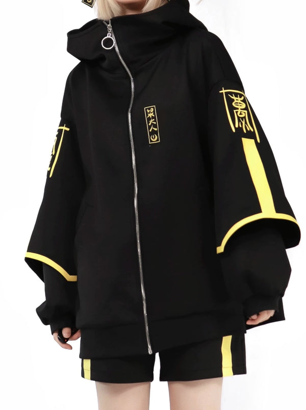 ダークネオンチャイナジャケット＋ショートパンツ＋ロングパンツ＋レッグウォーマー＋ヘアーアクセサリー【予約商品】