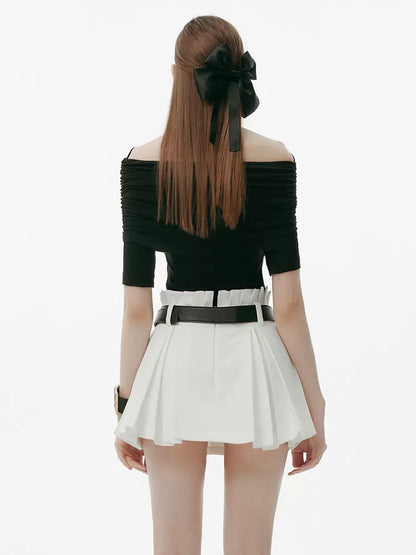 Ballet Pure Style Frilled Irregular White Pleated Skirt