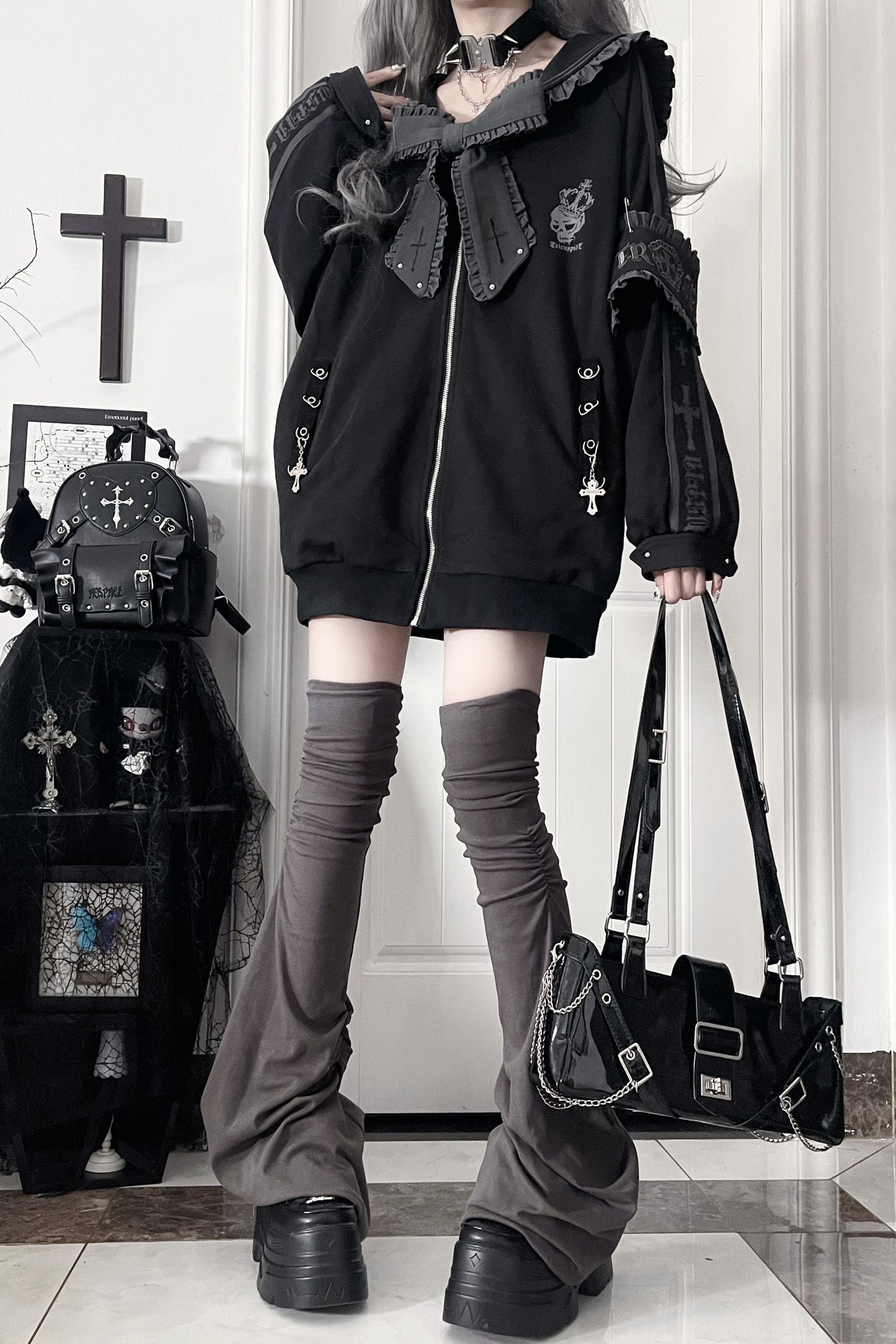 veste ample à col marin avec ruban style subculture