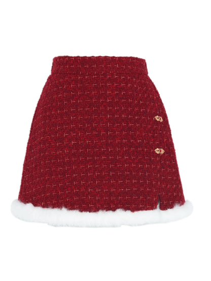 Chinese Red A-Line Skirt