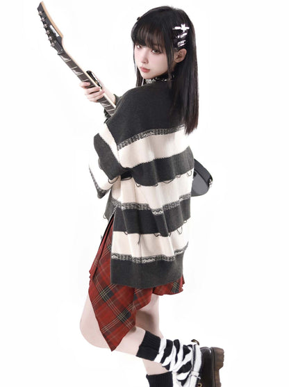 Soundwave Zip Guitar Striped Border Top + Two Piece Skirt Set