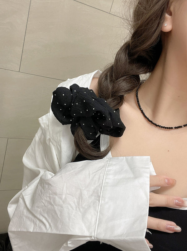 フレンチレースレトロドットシュシュ