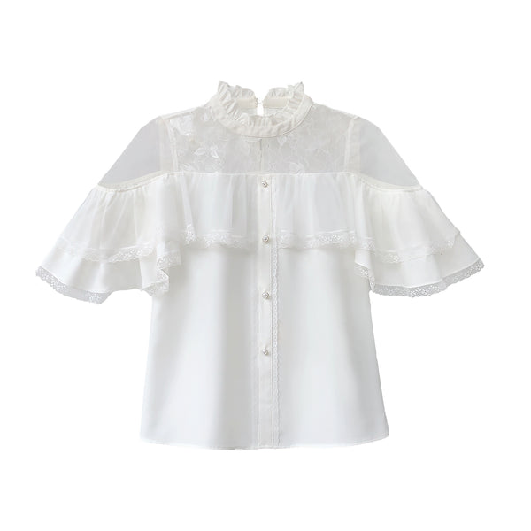 【予約商品】ホワイトクリアエレガントトップス+ロングスカート+リボン