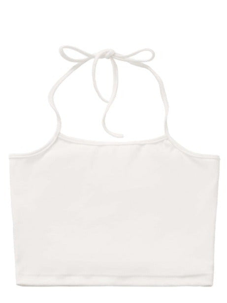 Heart ring short rib guard top + halter ribbon camisole