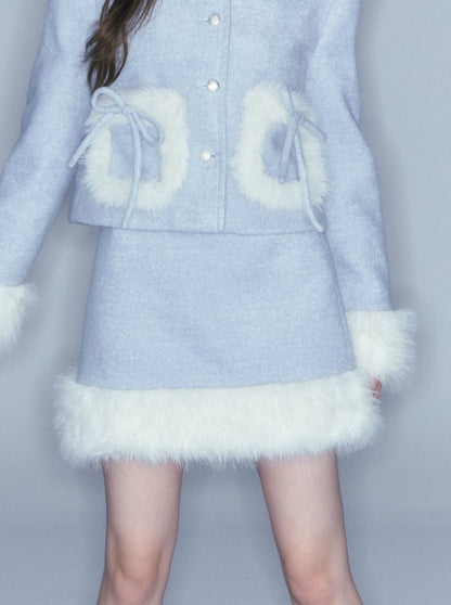 Ice Milk Fur Jacket + Fur Skirt