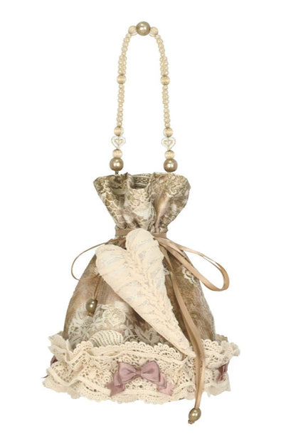 レトロエレガンス巾着ハンドバッグ