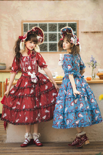 [Pre-order Deadline: January 31] Forest Berry Rabbit Series Daily Puff Sleeve Dress