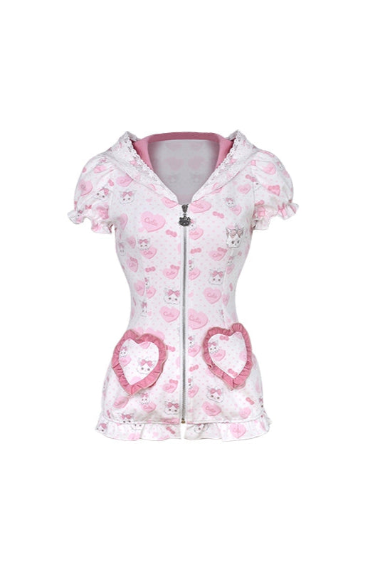 Pinky Cat Cat Ear Hoodie + Shorts