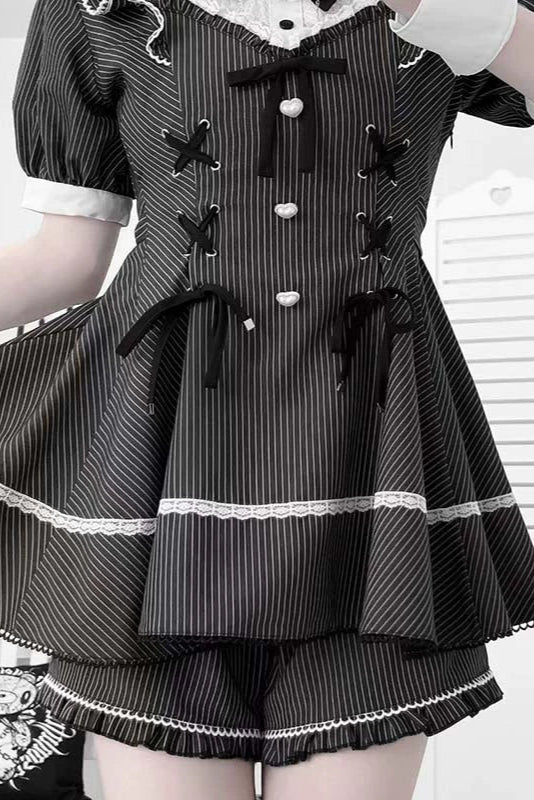 Striped ribbon mine top + ruffle pants