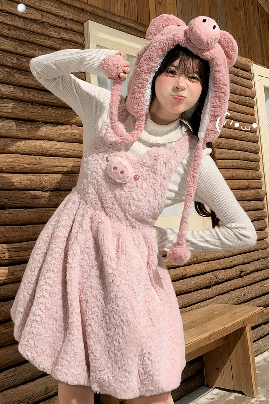 ピッグデザインサスペンダードレス