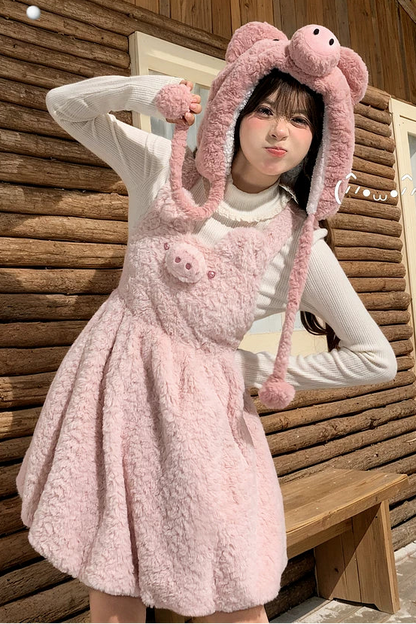 ピッグデザインサスペンダードレス