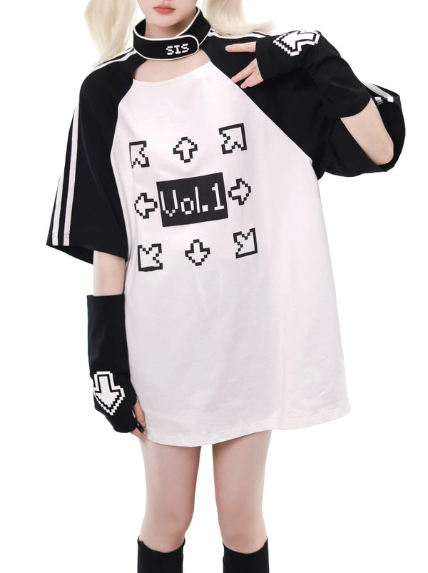 [Angel Neighborhood👼] Pixel Arrow Subculture T-shirt Shorts Leg Cover Setup